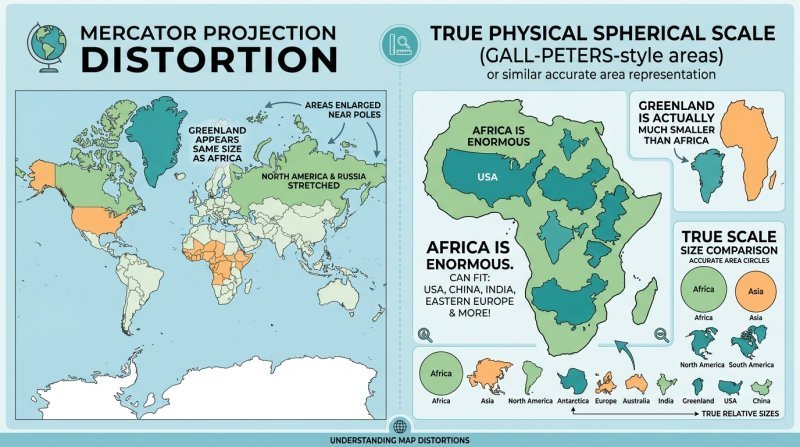 Real Size Of Countries - World map comparison revealing the real size of countries vs Mercator distortion and the real sizes of countries on an interactive real size of countries map to map real size of countries